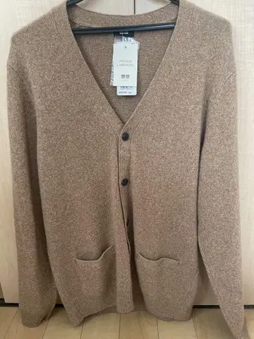 UNIQLO 프리미엄 라무 V넥 가디건 XL 브라운