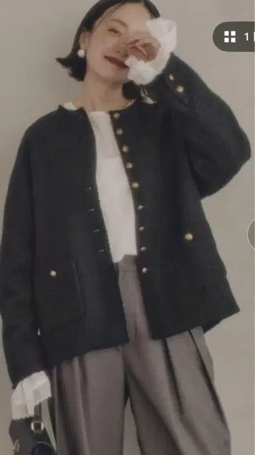 슬라브 트위드 노카라 자켓