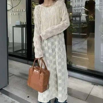 HELLO.SANFRANCISCO 플라워 자수 레이스 상의 포함 원피스
