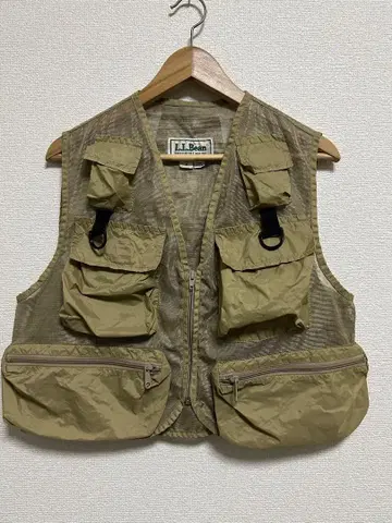 USA L.L.Bean 낚시용 조끼 M 베이지 메쉬