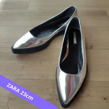 ZARA 실버 스틸레토 플랫슈즈