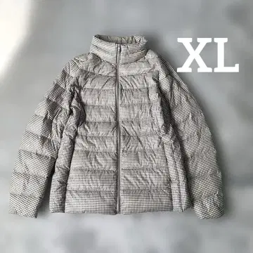 [유니클로] 울트라 라이트 다운 자켓 깅엄 체크 XL 화이트 x 블랙
