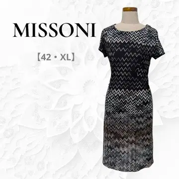 미쏘니 반팔 멀티 컬러 지그재그 패턴 니트 원피스 XL