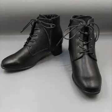 fuwaraku 블랙 레이스업 숏부츠 25.0cm