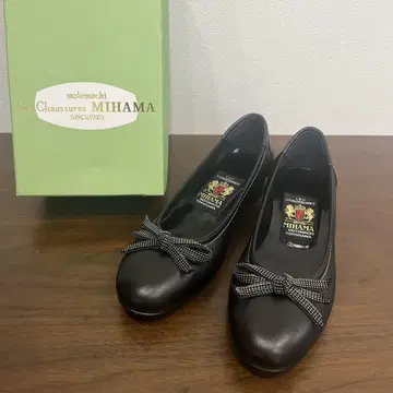 [ 미사용 ] MIHAMA 블랙 펌프스 리본 포함 플랫슈즈