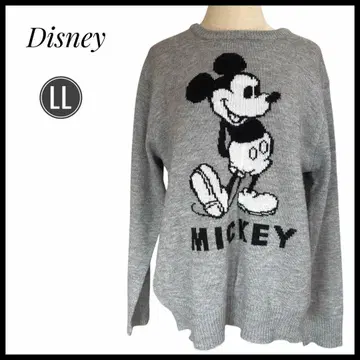 Disney 미키마우스 니트 스웨터 LL 그레이 긴팔 디즈니