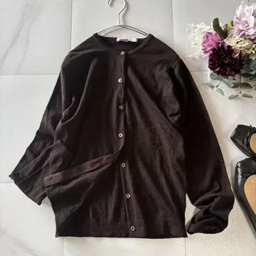 JOHNSMEDLEY 둥근 카라 가디건 브라운 상의 M
