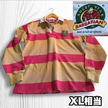 BARBARIAN 스트라이프 라거 셔츠 XL 캐나다제 긴팔 피케 셔츠