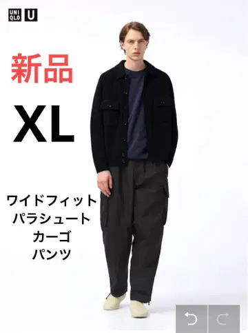 새상품 유니클로  와이드핏 파라슈트 카고 팬츠 XL 블랙