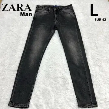 ZARA MAN 데님 청바지 블랙 워시 가공 남성용 L 사이즈