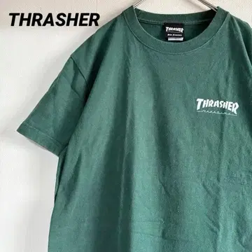 THRASHER 다크 그린 T셔츠 반팔 스케이트보드 남성용 M