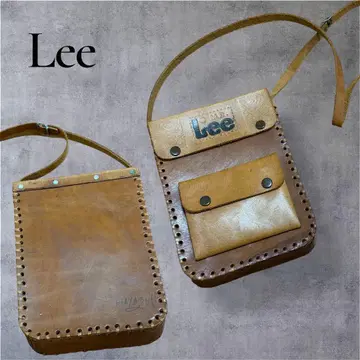 Lee 가죽 숄더백 브라운 구제 의류 아메카지 가방 바이커 앤티크