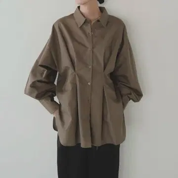 LIAN 허리 턱 컬러 셔츠 브라운