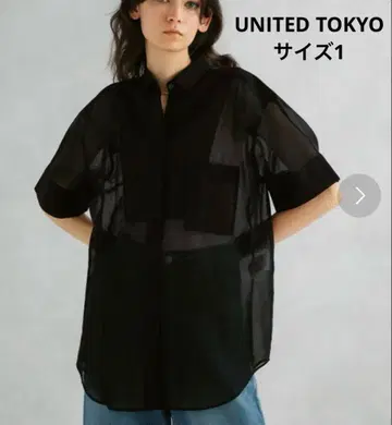 UNITED TOKYO 시스루 블랙 반팔 셔츠