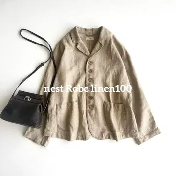 새상품급 네스트로브 브라운 베이지 린넨 자켓 돌먼