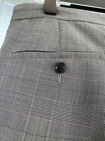 Beams 그레이 체크 무늬 슬랙스