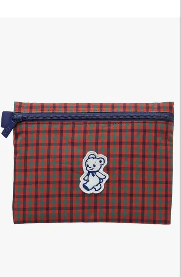 완판 미사용 새상품 familiar 체크 무늬 파우치 곰 자수