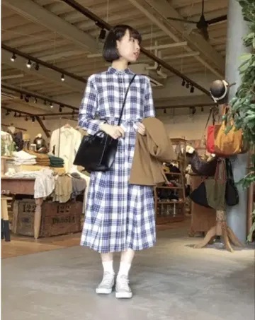 Mila Owen 벨트 체크 셔츠 원피스 사이즈 0