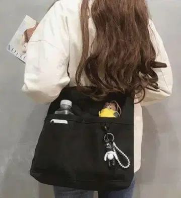 블랙 컬러 캔버스 숄더 새상품 백 2WAY 토트백 사선