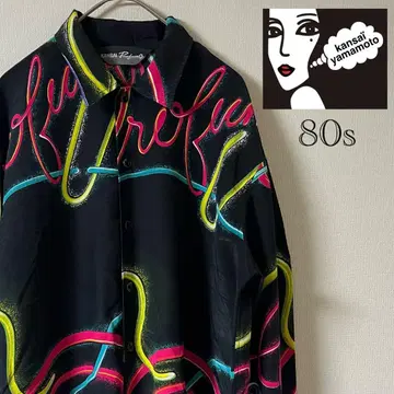 80s KANSAI Profumo/올 패턴 폴리 셔츠/블랙