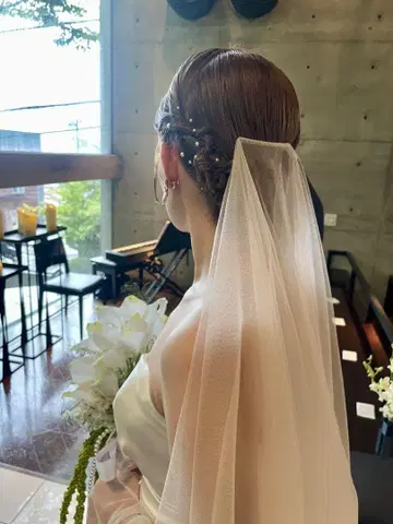 베일 안테리베 Marge 마지 결혼식 핑크 베이지
