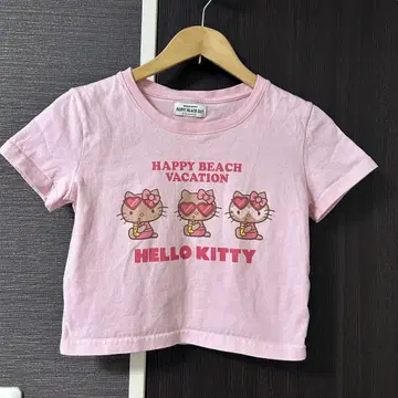 새상품급! 오키나와 한정판 일광화상 키티 반팔 T셔츠 크롭 기장 S