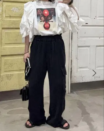 [컨디션 최상] 니코앤드 린넨 혼방 로트 카고 팬츠 L 블랙