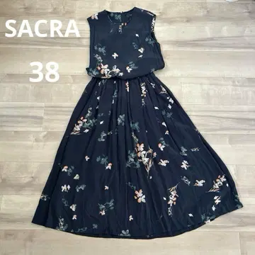 SACRA 사쿠라 플라워 프린트 슬리브리스 원피스 블랙 38