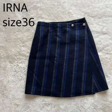 IRNA 네이비 스트라이프 타이트 스커트 36