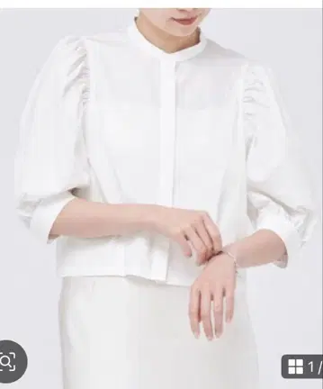 이에나 cotton 디자인 숏 블라우스 화이트