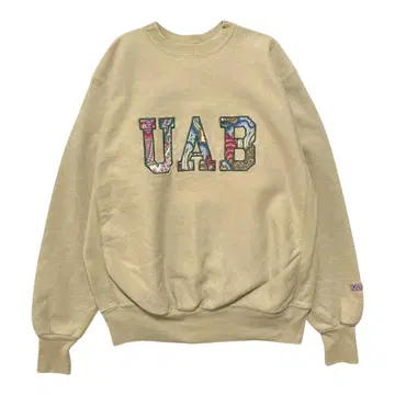 구제 의류 USA제 90s 리버스 위브 타입 맨투맨 자수 베이지