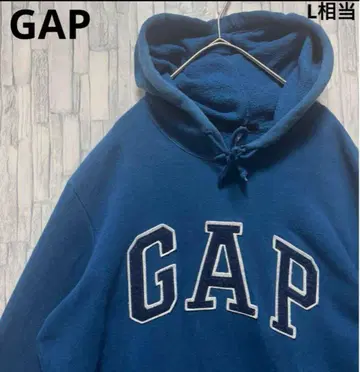 GAP 갭 후드티 자수 와펜 블루 S 풀오버 속기모