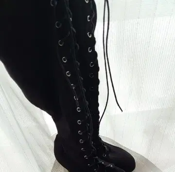 블랙 니하이 부츠 레이스업 LL 사이즈