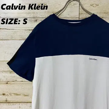 Calvin Klein T셔츠 바이컬러 네이비 x 화이트