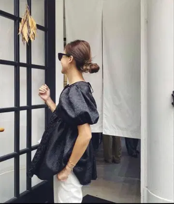 rosymonster 로지몬스터 자카드 츠보미 상의 블랙