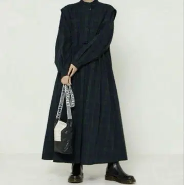 FREAK'S STORE 벌룬 슬리브 체크 셔츠 원피스