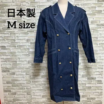 [ 일본제 ] 레트로한 골드 버튼 데님 트렌치코트 [ M ]