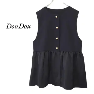 DouDou 카르제 새틴 절개 베스트 [포멀 대응] 네이비 DouDou