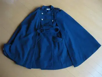 axes femme 네이비 더블 브레스트 케이프 코트