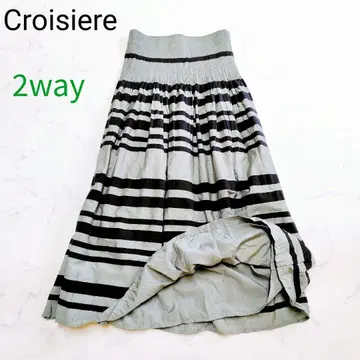 택 포함 새상품 크로지엘 리버서블 스커트 스트라이프 2way M
