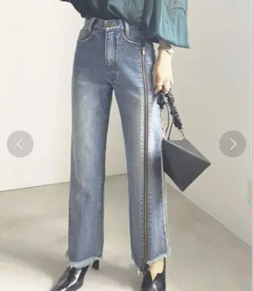 하이웨스트 지퍼 데님 팬츠