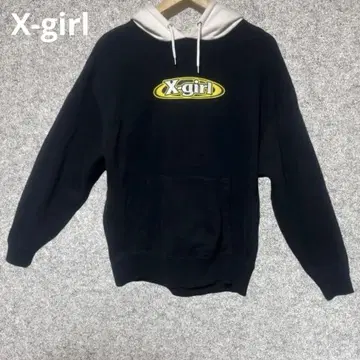 X-girl 빅 로고 프린트 맨투맨 후디 후드티