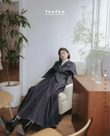 foufou 데님 슈퍼 턱 스커트 S 사이즈