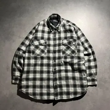 80s ombre shadow check quilting shirt