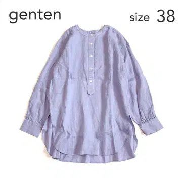 새상품급 genten 겐텐 린넨100% 노카라 블라우스 셔츠 38