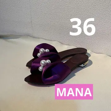 MANA 펄 장식 보라색 새틴 뮬 2cm 일본제