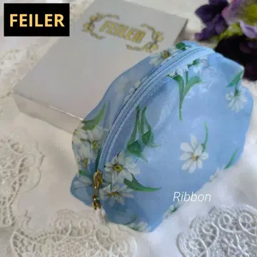 미사용 FEILER 페이 오간자 화이트 마가렛 파우치