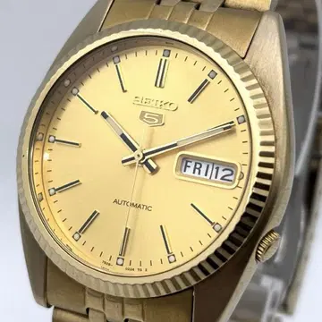 SEIKO5 자동 와인딩 데이데이트 금 골드 손목시계 남성용 GOLD