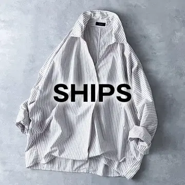 쉽스 일본제 코튼 스키퍼 돌먼 셔츠 긴팔 스트라이프 루즈핏