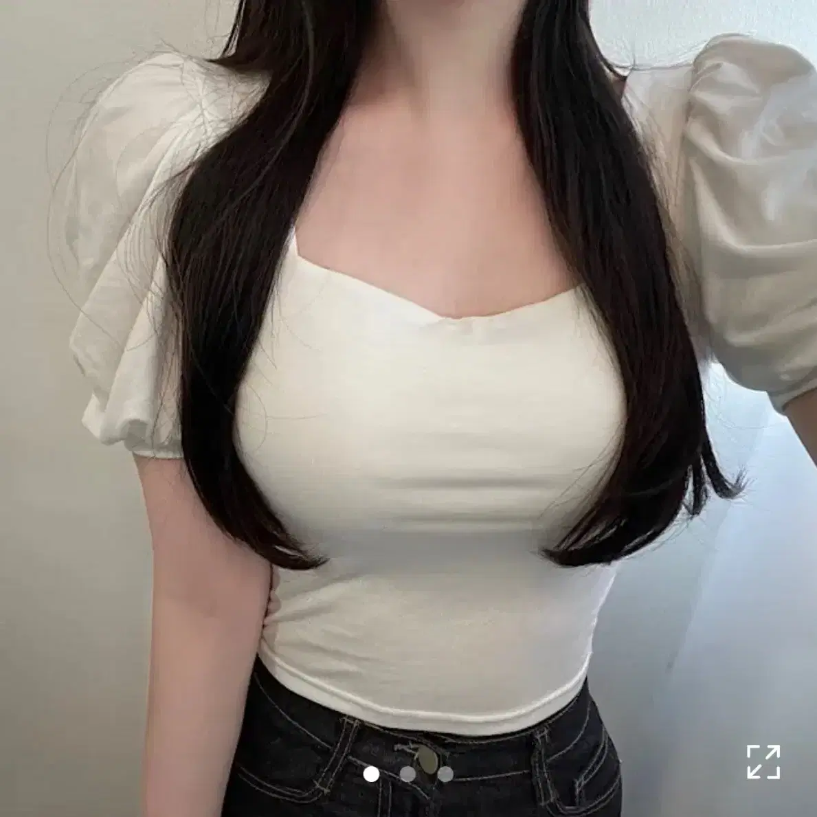 Puff Square Neck Crop Short Sleeve T-shirt